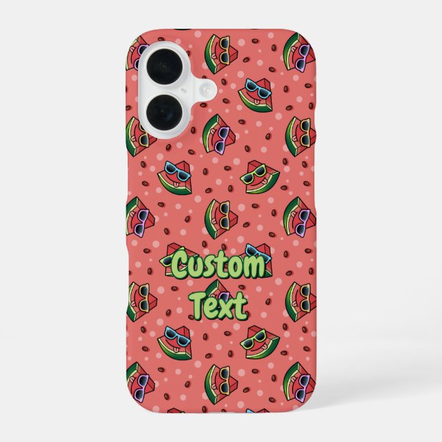 Watermelon Cartoon Pattern iPhone 16 Case (Back)