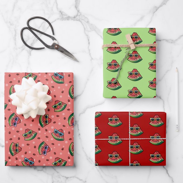 Watermelon Cartoon Pattern Wrapping Paper Sheets (Front)