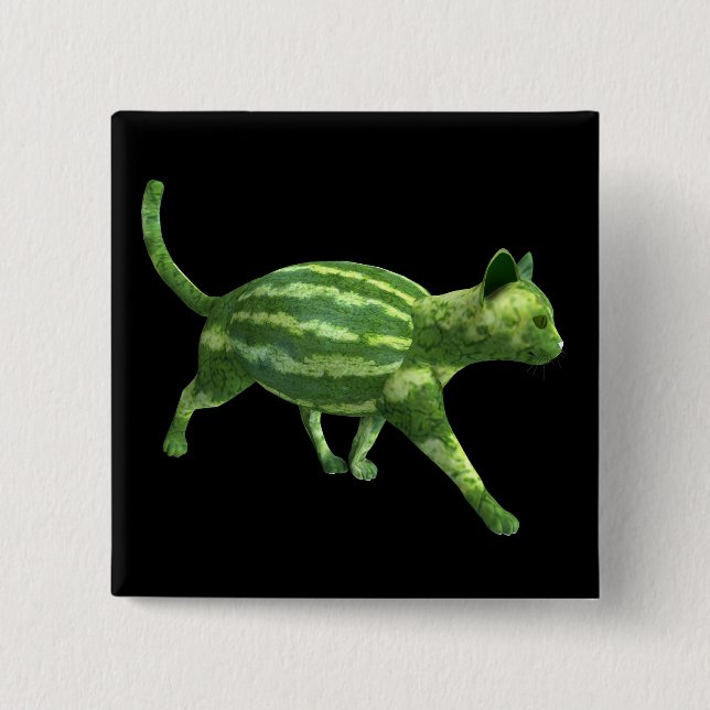 Watermelon Cat 15 Cm Square Badge (Front)