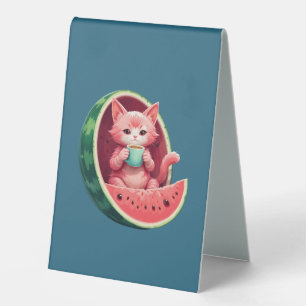 Watermelon Cat Coffee Break