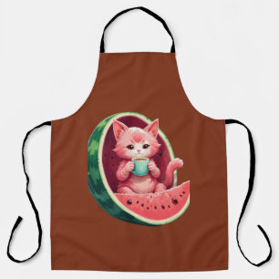 Watermelon Cat Coffee Break Apron
