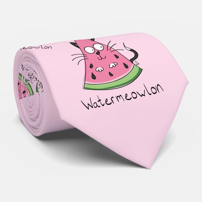 Watermelon Cat Cute Kids Tie (Rolled)