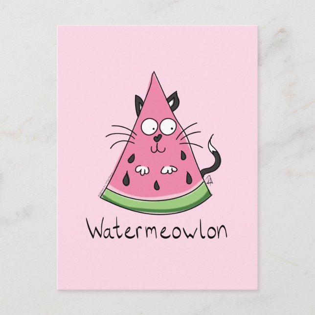 Watermelon Cat Funny Summer Postcard (Front)