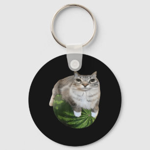 Watermelon Cat Silly Cat Meme Key Ring