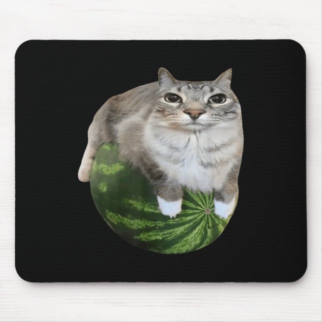 Watermelon Cat Silly Cat Meme  Mouse Pad (Front)