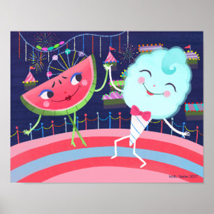 Watermelon Character and Cotton Candy Dance Poster