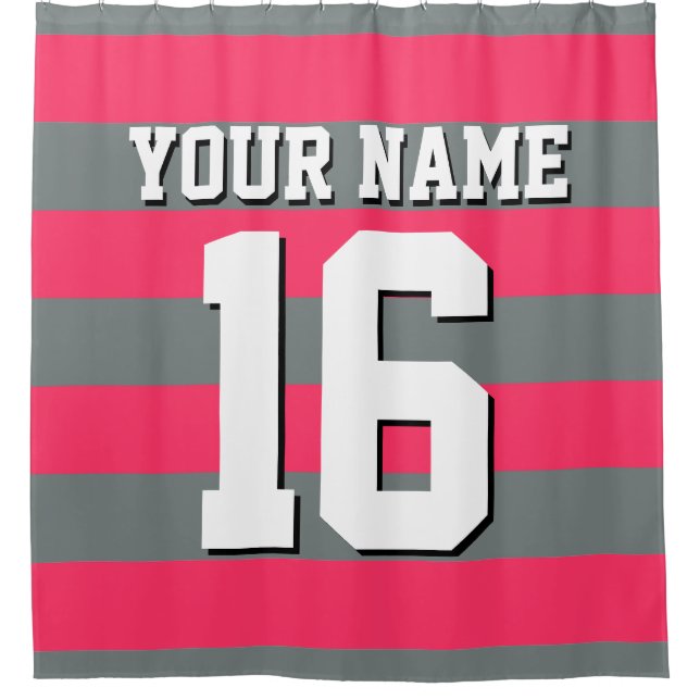 Watermelon Charcoal Sports Jersey Preppy Stripe Shower Curtain (Front)