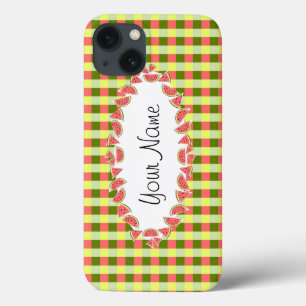 Watermelon Check Classic oval 'Name' horizontal iPhone 13 Case