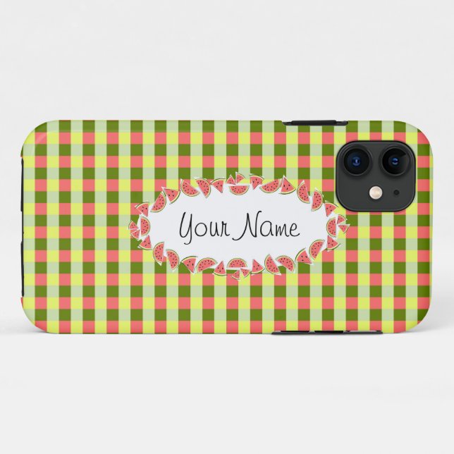 Watermelon Check Classic oval 'Name' horizontal Case-Mate iPhone Case (Back (Horizontal))