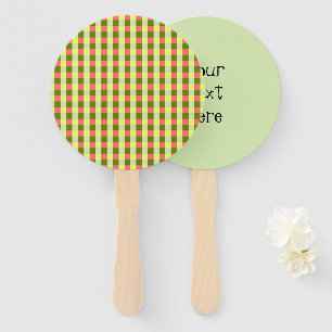 Watermelon Check Text Hand Fan