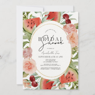 Watermelon & Cherry Floral Bridal Shower Invitation