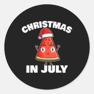 Watermelon Christmas In July Christmas Tree Summer Classic Round Sticker