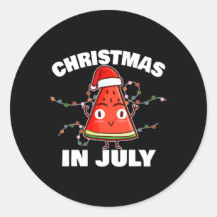 Watermelon Christmas In July Christmas Tree Summer Classic Round Sticker