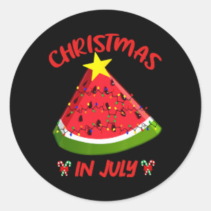 Watermelon Christmas Tree Christmas In July Summer Classic Round Sticker