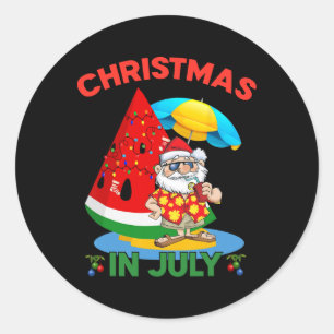 Watermelon Christmas Tree Christmas In July Summer Classic Round Sticker