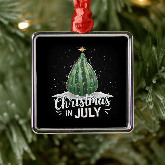 Watermelon Christmas Tree Christmas In July Summer Metal Ornament (Tree)