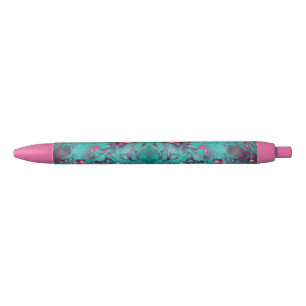 Watermelon Colour Swirled Marble Black Ink Pen