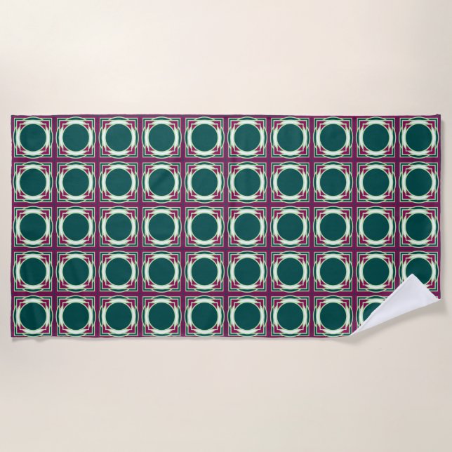 Watermelon Colours Geometric Pattern Beach Towel (Front)