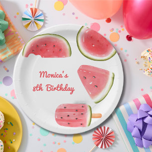 Watermelon cool kids birthday paper plate