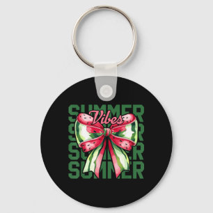 Watermelon Coquette Bow Summer Hello Summer Girl Key Ring