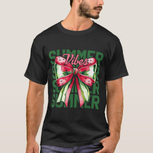 Watermelon Coquette Bow Summer Hello Summer Girl T-Shirt