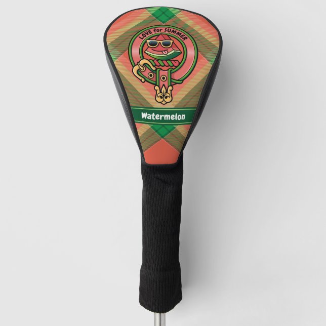 Watermelon Crest over Tartan Golf Head Cover (Front)