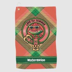 Watermelon Crest over Tartan Golf Towel
