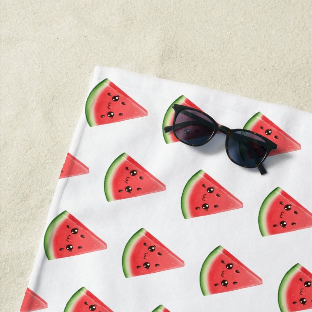 Watermelon Custom Funny Summer Fruit Beach Towel (In Situ)