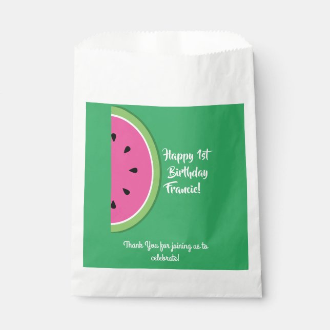 Watermelon Cute 1st Birthday Party Favour Bags (Front)