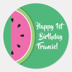 Watermelon Cute 1st Birthday Sticker Seals