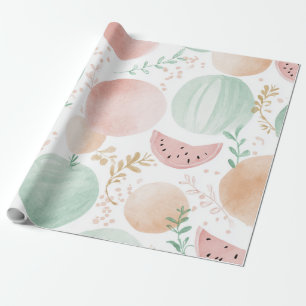 Watermelon Cute Colourful Pink Green Wrapping Paper