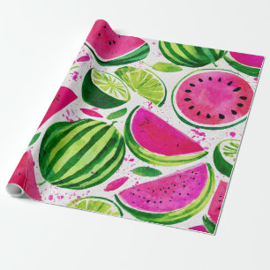Watermelon Cute Colourful Pink Green Wrapping Paper