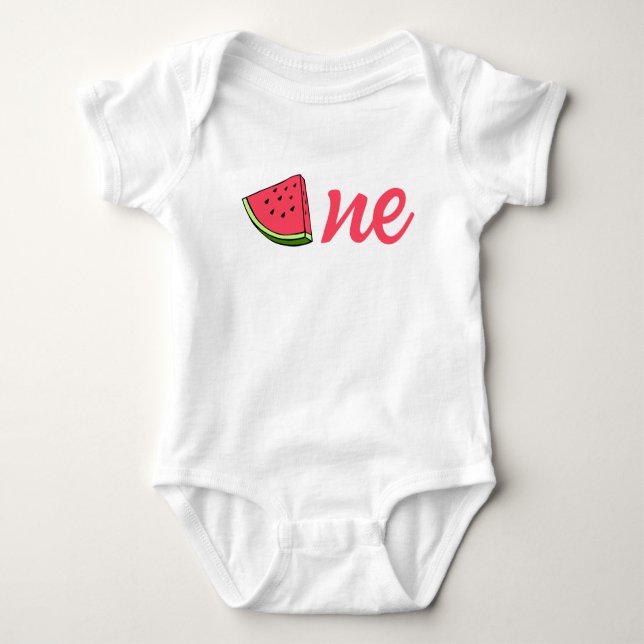 Watermelon Cute One in a Melon 1st Baby Birthday Baby Bodysuit (Front)