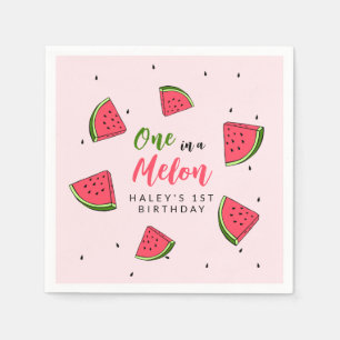 Watermelon Cute One in a Melon 1st Baby Birthday Napkin
