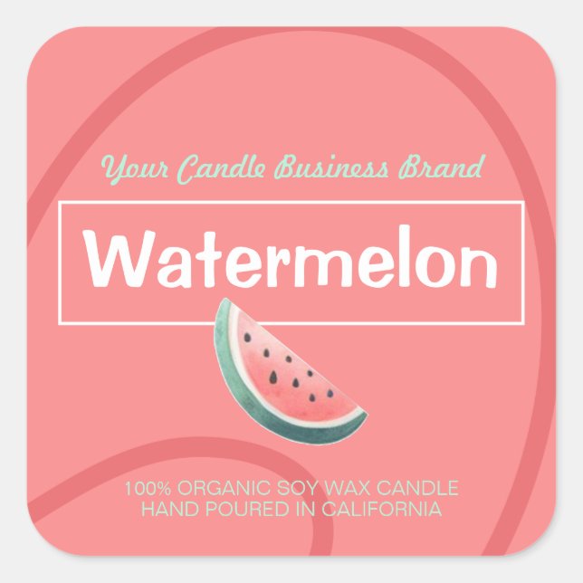 Watermelon Cute Style Modern Soy Candles Labels  (Front)