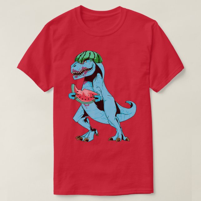 Watermelon Dinosaur One In a Melon  Rex Summer Fru T-Shirt (Design Front)