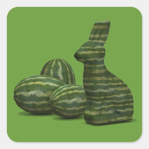 Watermelon Easter Bunny Square Sticker