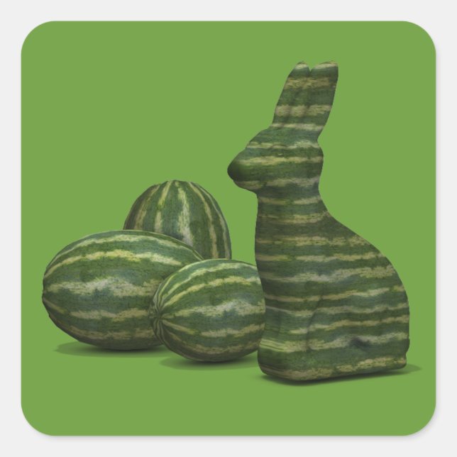 Watermelon Easter Bunny Square Sticker (Front)