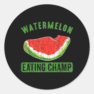 Watermelon Eating Champ Funny Summer Fruit Lover Classic Round Sticker