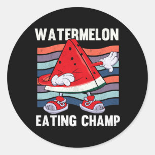 Watermelon Eating Champ Tropical Summer Fruit Classic Round Sticker