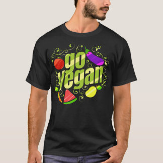 Watermelon Eggplant rot Tomato And Pear Go Vegan T-Shirt
