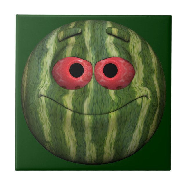 Watermelon Emoticon Ceramic Tile (Front)
