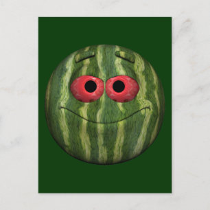 Watermelon Emoticon Green Face Postcard
