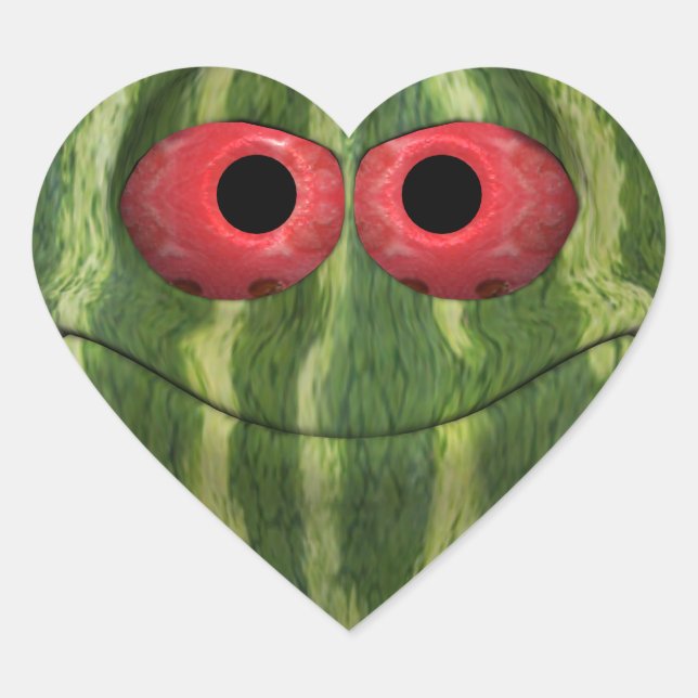 Watermelon Emoticon Heart Sticker (Front)