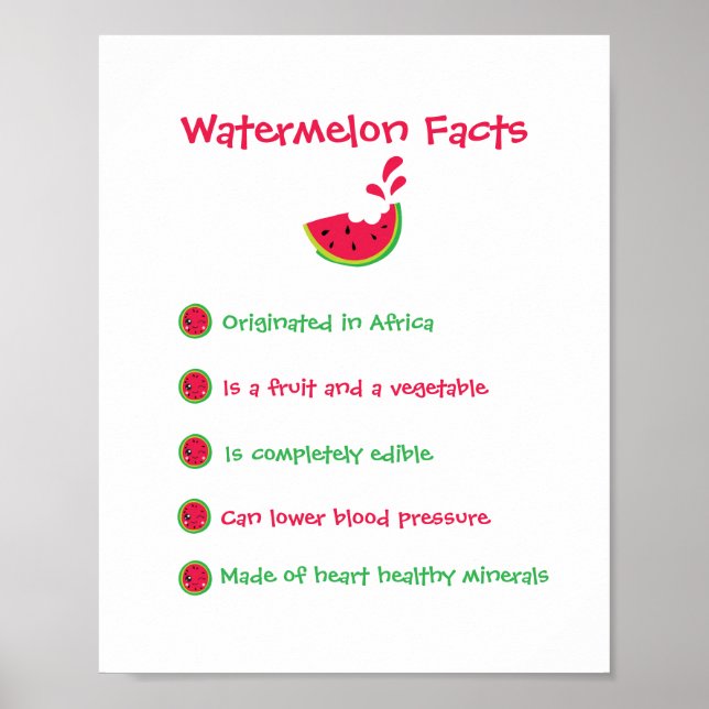 Watermelon Facts Poster (Front)