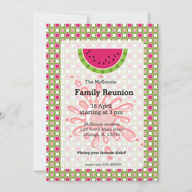 Watermelon family reunion invitation (Front)