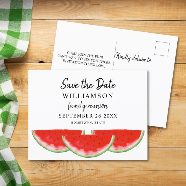 Watermelon Family Reunion Save The Date Announcement Postcard (Creator Uploaded)