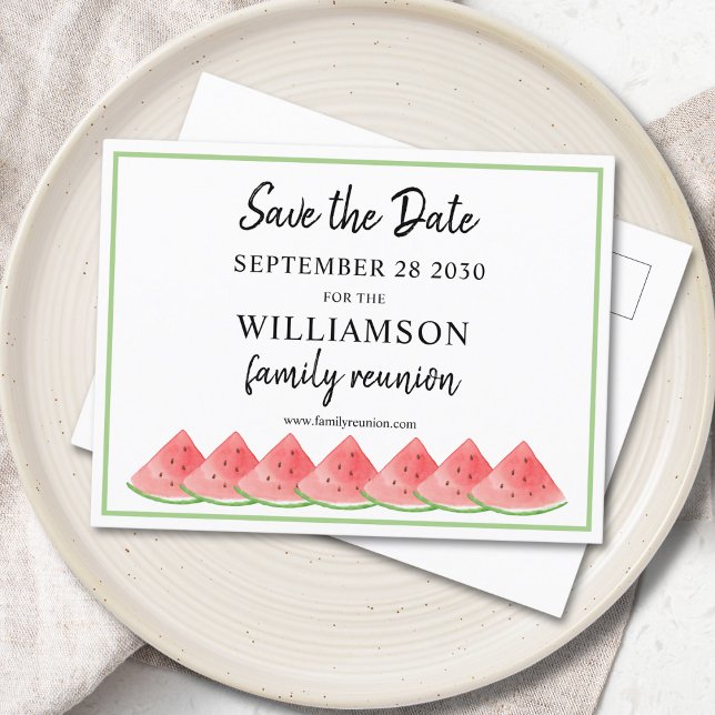 Watermelon Family Reunion Save The Date  Announcement Postcard (Creator Uploaded)