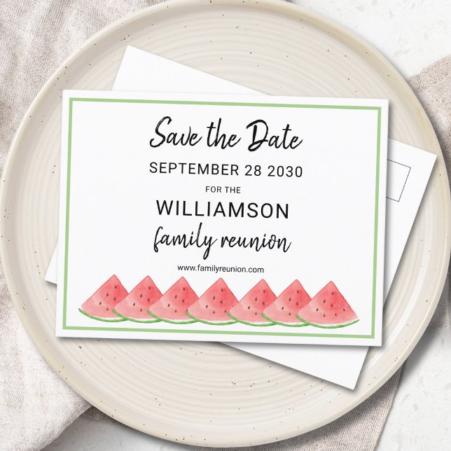 Watermelon Family Reunion Save The Date  Announcement Postcard (Creator Uploaded)