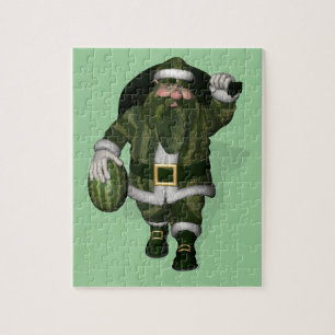 Watermelon Farmer Santa Claus Jigsaw Puzzle